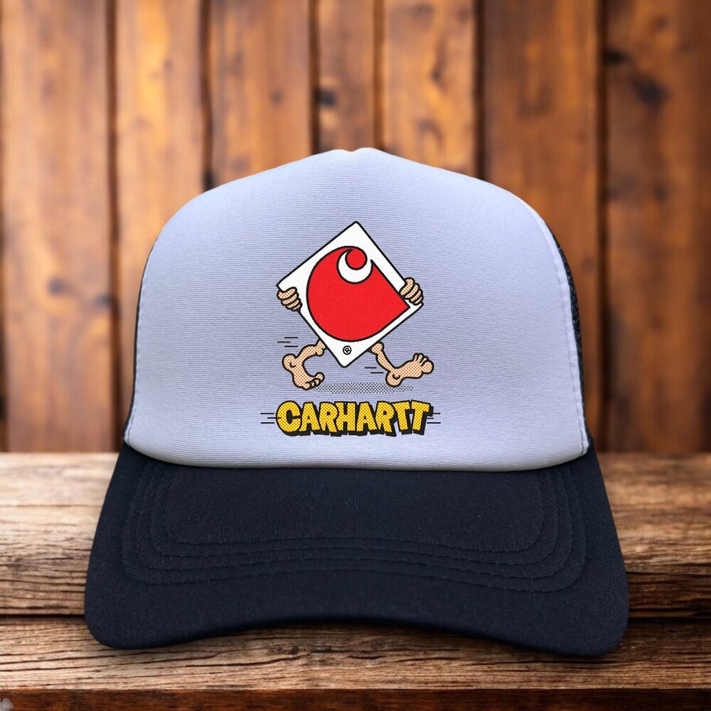 Carhartt WIP Work In Progress Mens Trucker Hat Black Vintage Logo Ball Cap